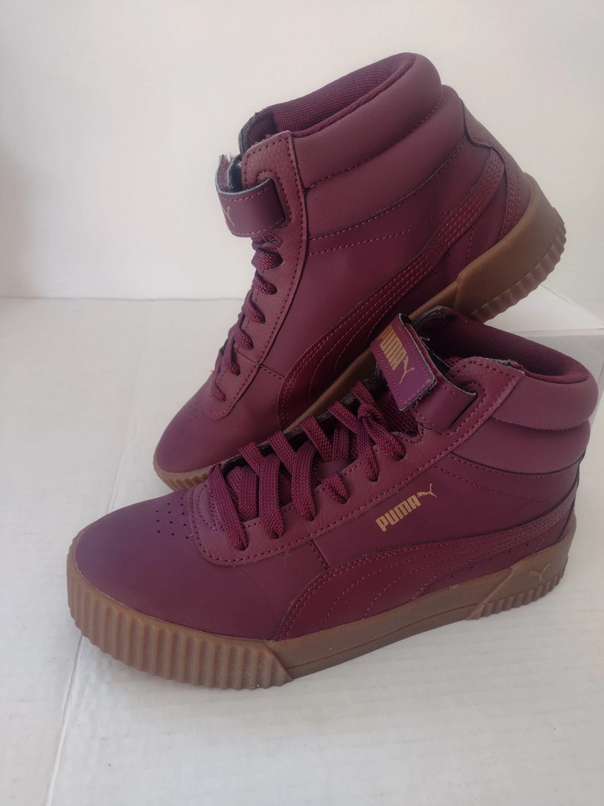 Sneakers alla caviglia donna Puma Burgandy ecopelle stringate con cinturino 8 1 2