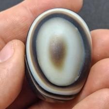 Autentico antico amuleto himalayano tibetano Dzi Luk Mik occhio di capra agata perline