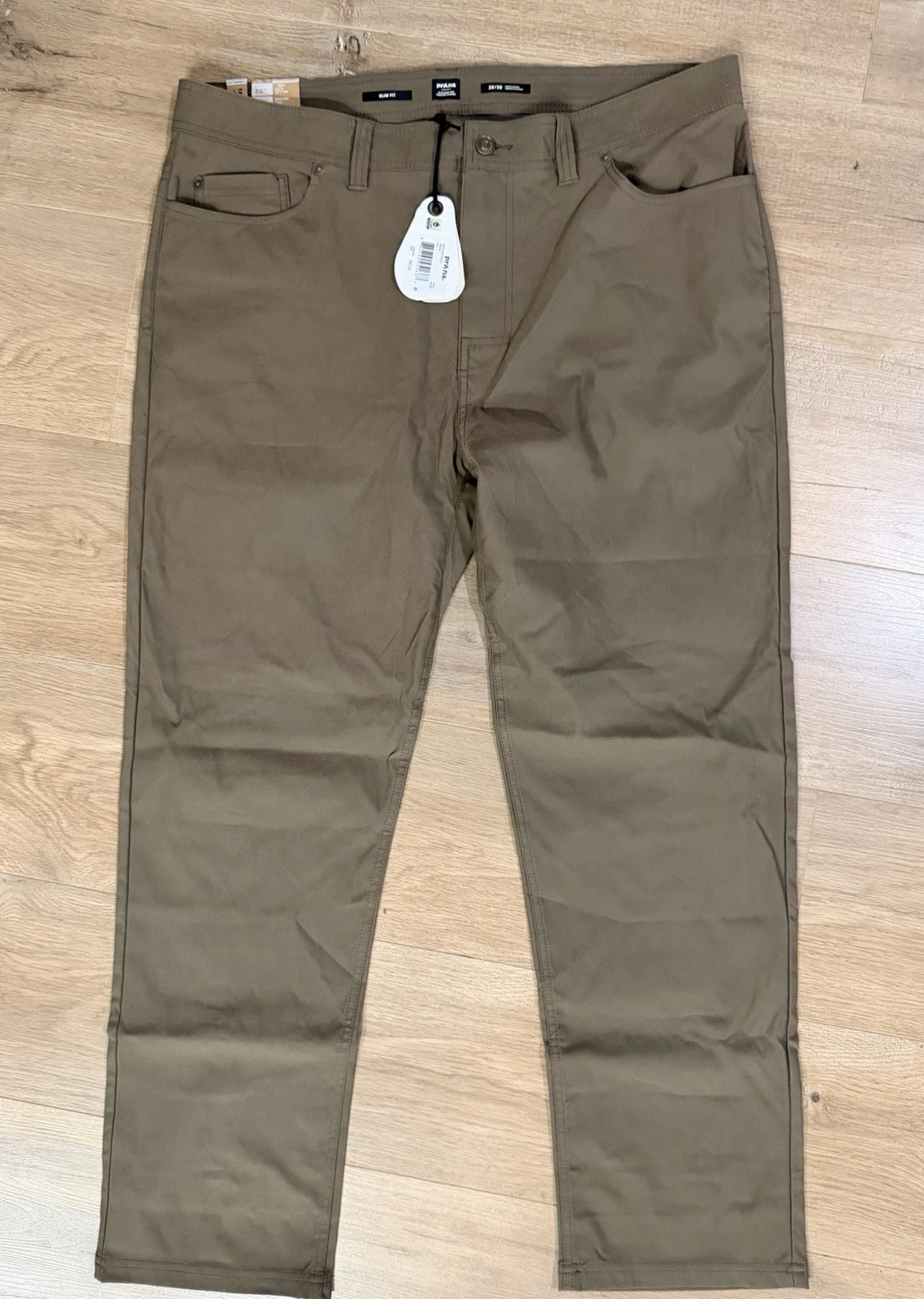 Prana Brion II Pants Brown Slim Fit Stretch Mens 38x30 New