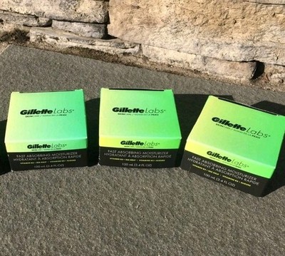 3 Pack GILLETTE LABS FAST ABSORBING MOISTURER Care 3.4 oz