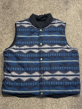 Vintage Pendleton Surf Down Vest Size XL Reversible Blue Geometric