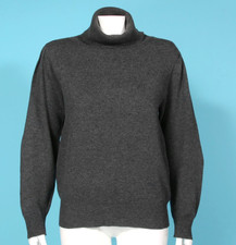 Vtg BLOOMINGDALES 100 Cashmere Charcoal Gray Turtleneck Sweater Womens sz L 755