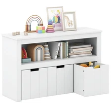 Costway Kid Toy Storage Cabinet 3 Drawer Chest w/Wheels Large Storage Cube Shelf