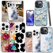 For Samsung S25 Ultra S24 iPhone 16 13 14 17 Pro PC Hard Cover Floral Phone Case