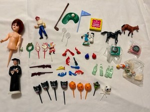 VTG LOT Cake Topper Pick Decoration Golf instrument holiday record cola graduate