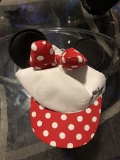 Disney Parks Minnie Mouse Ears Bow Hat Baseball Cap Polka Dot Red Sm4