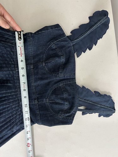 Miss Sixty Midi Jean Denim Dress Corset Wing Embroidery Goth Fairy Grunge XS/S - Picture 7 of 11