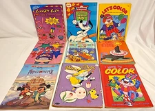Vtg Lot #9 Children's Coloring Activity Paint Fun Books Duck Tales Toon Town Mix