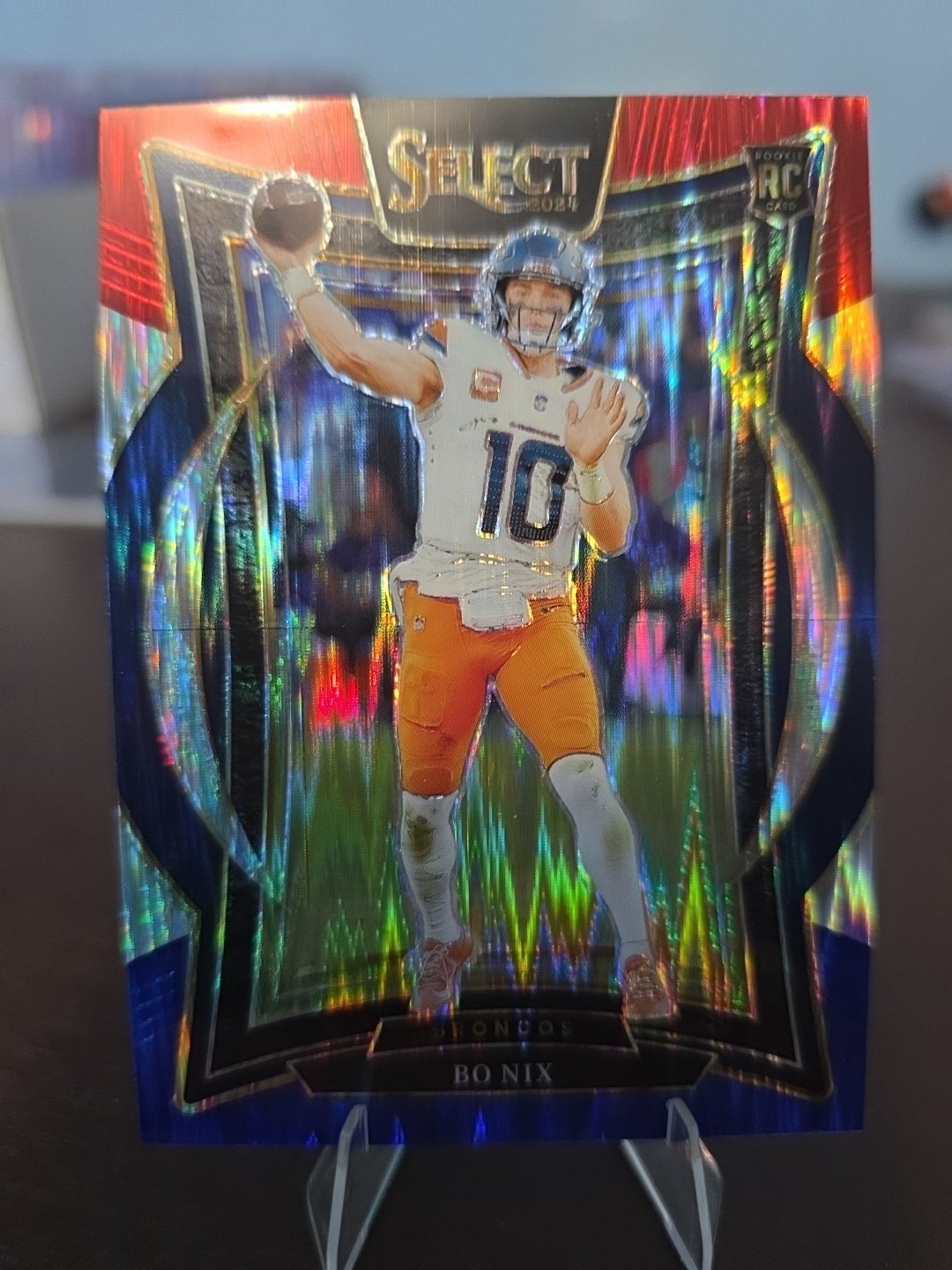 2024 Panini Select - Concourse Bo Nix #30 Red & Blue Shock Prizm (RC)