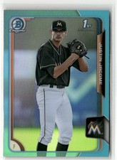 2015 BOWMAN DRAFT #162 JUSTIN JACOME CHROME BLUE SKY REFRACTORS MIAMI MARLINS