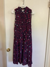 Anthropologie 11:1 Tylho Button Up Navy and Red Dress with Pockets Medium NWT
