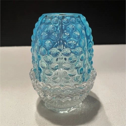 Fenton Blue Clear Hobnail Fairy lampArt Glass Candle Holder Decorative Votive