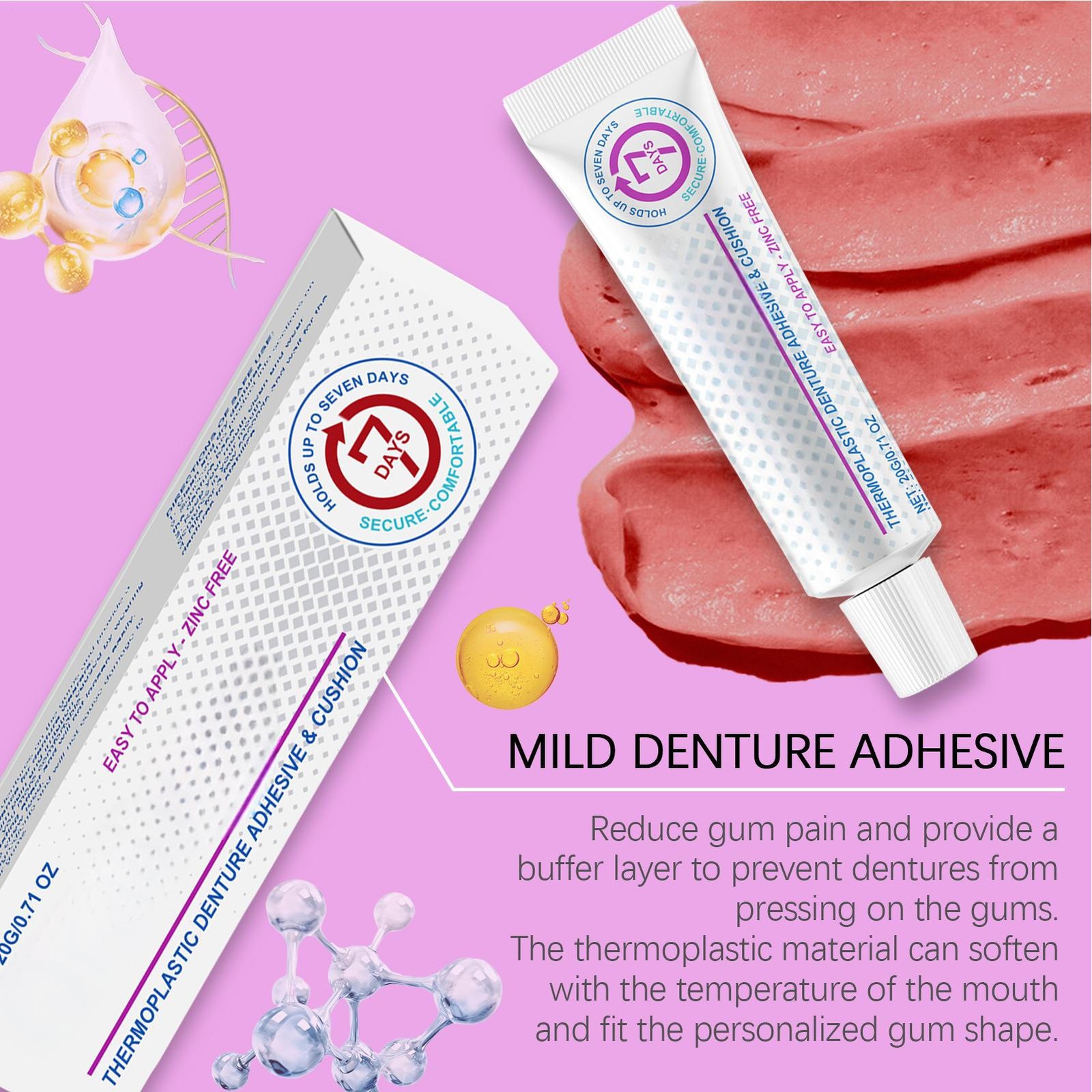 Denture Adhesive Max Hold Thermoplastic Denture Cushion Repair Glue Sealant 20g