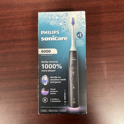New Sealed Philips Sonicare 6000 Rechargeable Toothbrush Black