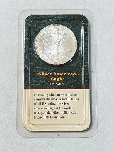 2000 Silver Dollar AMERICAN EAGLE UNCIRCULATED in LITTLETON rainbow toning (a)