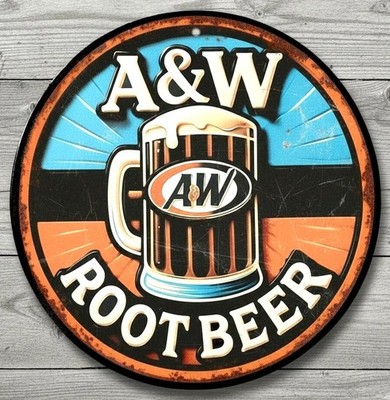 A & W Root Beer 12'' Diameter Vintage Novelty Metal Sign Made In USA New!