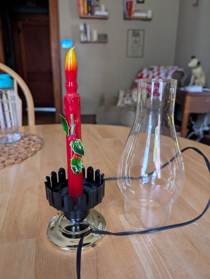 Candelabro eléctrico Timco huracán vela de Navidad luz vintage funciona bien 11" Foto 3 de 4