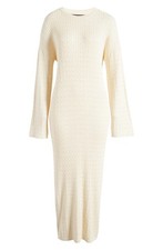 VERO MODA Monica Long Sleeve Ivory Cable Stitch Maxi Ankle Sweater Dress - S