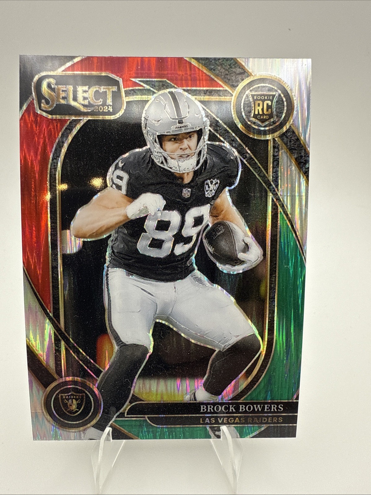 2024 Panini Select - Club Level Brock Bowers #222 Green & Red Shock Prizm (RC)