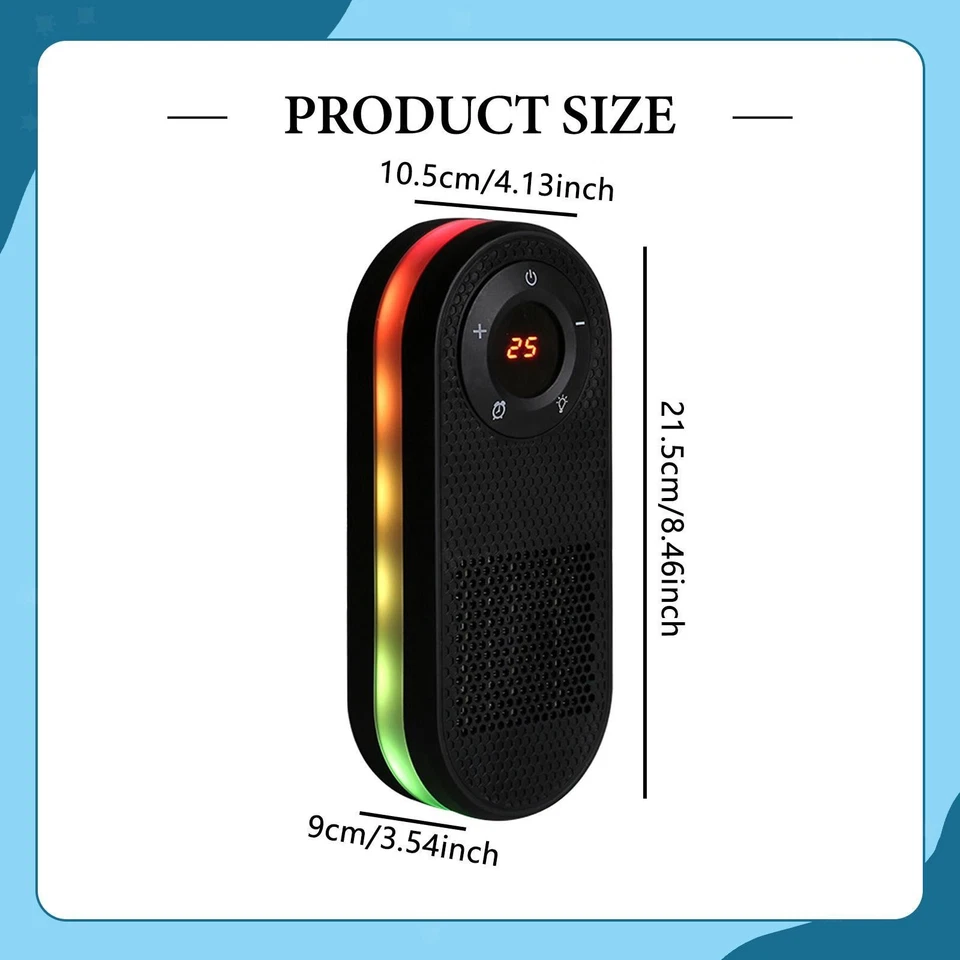 Riscaldatore elettrico con timer e telecomando per camera da letto, casa e - Immagine 2 di 4