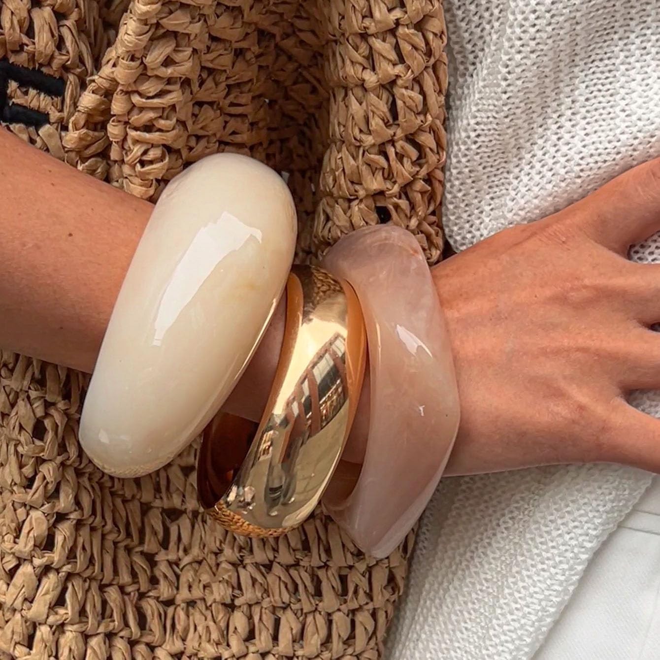 Irregular Square Acrylic Chunky Bangle Bracelets … - image 7