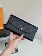 Louis Monogram Empreinte Flap Long Wallet Black Leather New