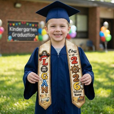 Personalized Pirate Graduation Stole 2026, Custom Name Class of 2026 Gift