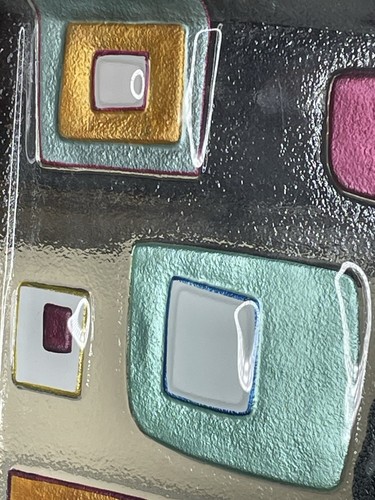 Lori Siebert for Silvestri Geometric Retro MCM Atomic Glazed Glass Plate 12x11 - Picture 4 of 9