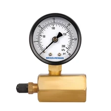 MEASUREMAN 2" Brass Gas Pressure Test Gauge Assembly, 3/4" FNPT Connection, 0...