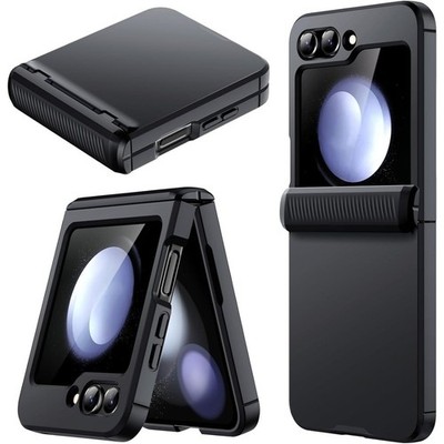 Rugged Hard PC Case for Samsung Galaxy Z Flip 5 with Hinge Protection - Black