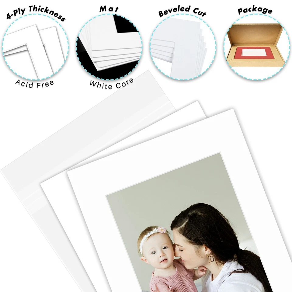 Alfombrillas blancas 11x14 mate para fotos de 8x10 sin ácido (elige tu opción) Foto 3 de 4