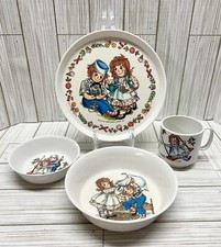 Vintage 1969 Raggedy Ann And Andy Oneida Plastic Child's Dish Set of 4