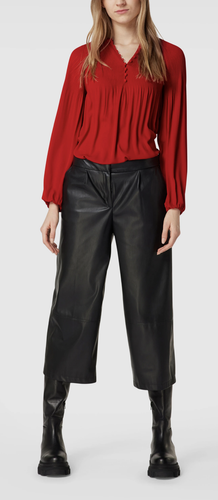 Lauren Ralph Lauren Blusa Con Pliegues Camisa Top T-Shirt Color Rojo Labial - Imagen 12 de 12