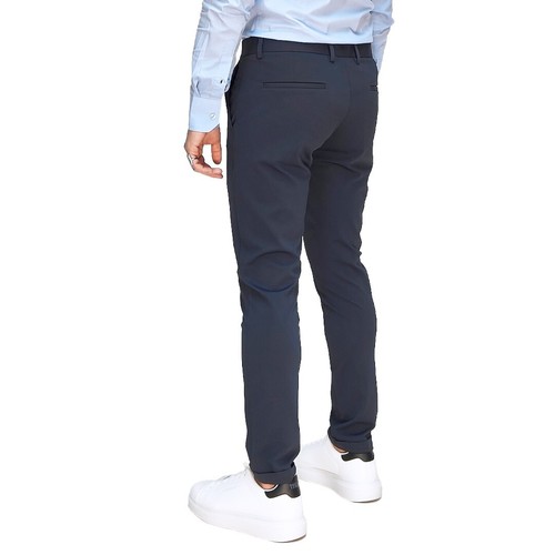Pantalone Uomo Slim Fit Elegante Classico Elasticizzato Antipiega Blu Beige RDV - Foto 21 di 30