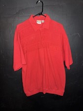Vintage 80s London Fog Polo Shirt Adult Extra Large Red Golf Pocket Poly Blend