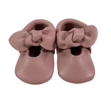 Freshly Picked Knotted Bow Baby Shoes, Size 1, Blush