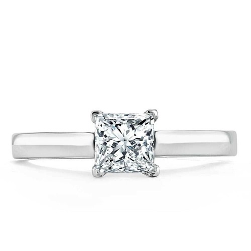 Princess Cut Solitaire Band Ring for Women 925 Silver Gold Finish Engagement - Picture 2 of 4