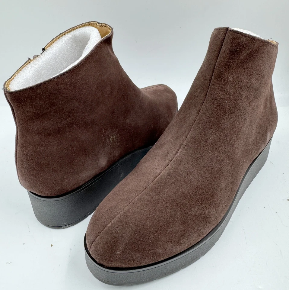 Botas Lucky Brand LK-Karmeya para mujer talla 9,5 cuero marrón cremallera lateral tobillo Foto 3 de 4