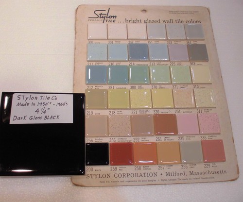 1 pc. Dark Gloss Black: 4-1/4" Ceramic Tile by Stylon Co. Made in 1950's -60's - Picture 5 of 14