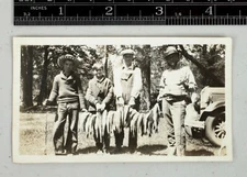 Vintage Snapshot Americana Photograph Group Displays Stringer of Fish 1920s