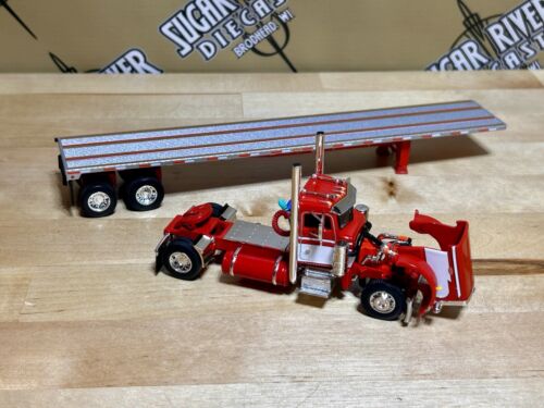 DCP 1/64 Peterbilt 359 Red day cab Flatbed Semi Truck Farm Toy new tooling - Picture 10 of 11