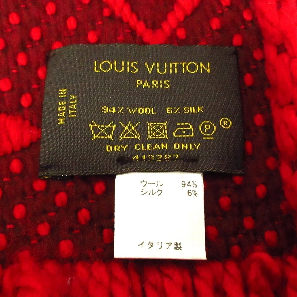 Auth LOUIS VUITTON Echarpe Logomania M72432 Ruby - Scarf 94 Wool 