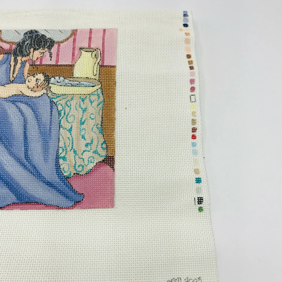 Hand Painted Needlepoint Pattern Canvas Victorian Bath Time Jacqueline Mellen - Image 2 of 4