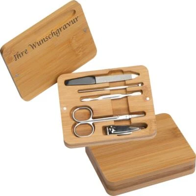 GRAVUR BY LIVEPAC OFFICE Maniküre-Set mit Gravur / 5-teilig / in Bambusetui