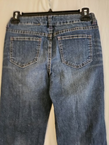 Route 66 Jeans Girl's Sz 12 (26x28) Low Rise Flare Dark Wash Floral Embroidered - Picture 10 of 10