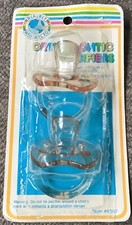 2 Pack Vintage Baby World Pacifiers Soft Clear Vinyl Orthodontic Nipple