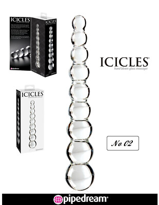 Pipedream Icicles Glass Dildo Sex Toy Graduated Anal Probe Butt Plug Ribbed  NIB