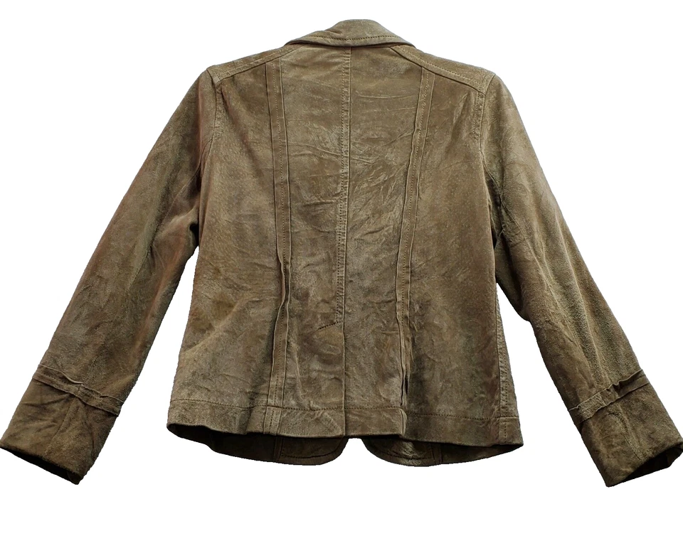 Chaqueta Blazer Sigrid Olsen Mujer Mediana Marrón Gamuza Cuero Clásica Foto 2 de 4