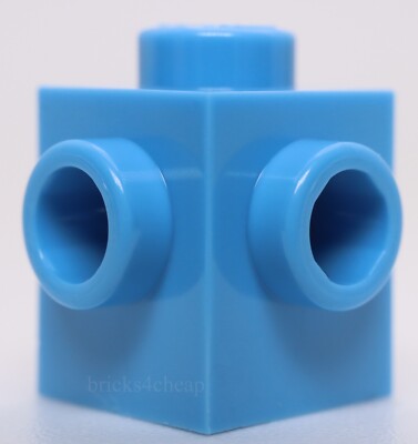 Lego 15x Medium Blue Brick Modified 1 x 1 with Studs on 2 Sides Adjacent
