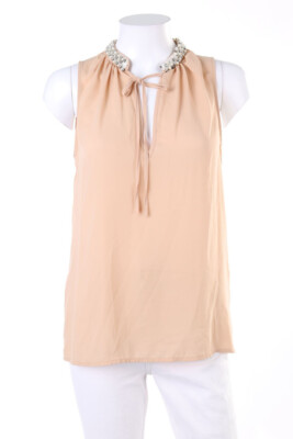 NUNA LIE Blusentop Bluse Top Schmuckstein-Applikation S nude